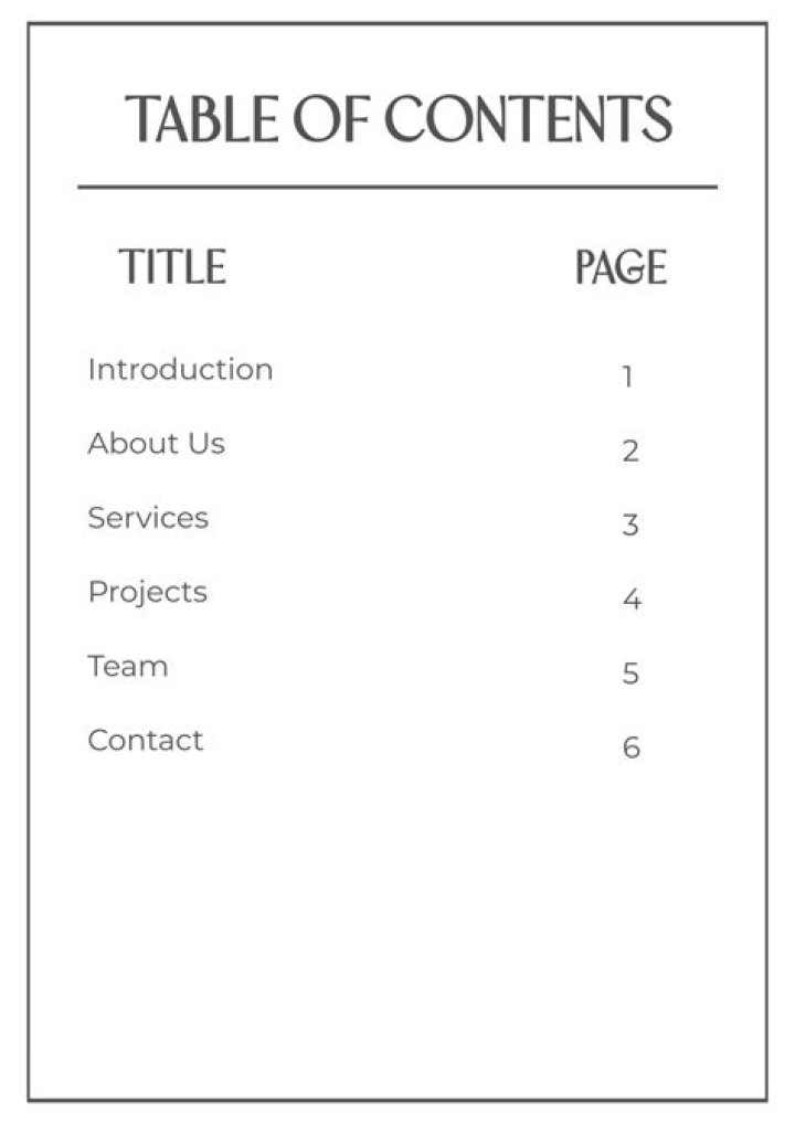 Table of Contents