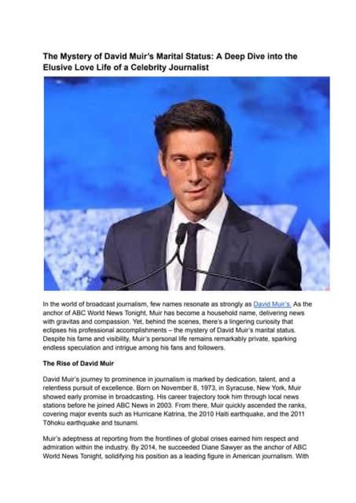 Uncover the Truth: David Muir's Marital Status Revealed